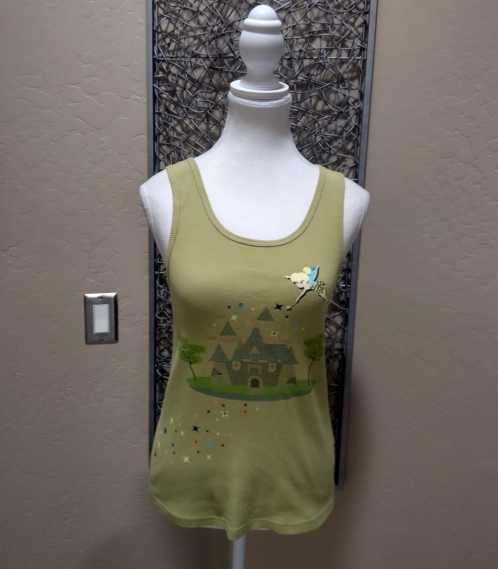Disneyland Resort Apple Green Tinker Bell Castle Ribbed Women's Tank Top